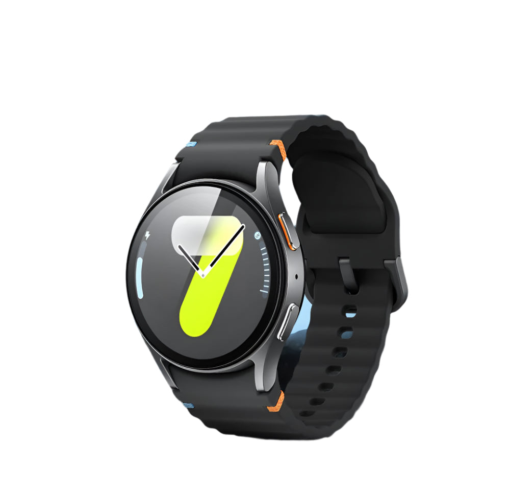 Smartwatch with a black strap on a rocky background, featuring the brand 'TOTßu'.