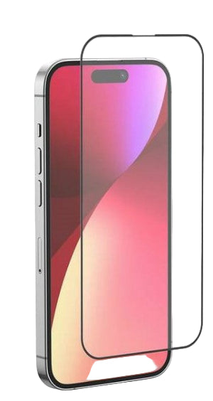 Smartphone with a glass screen protector on a white background