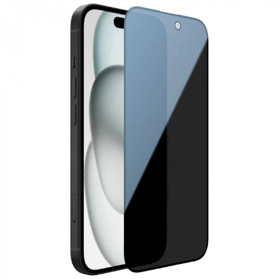 Smartphone with a black screen protector on a white background