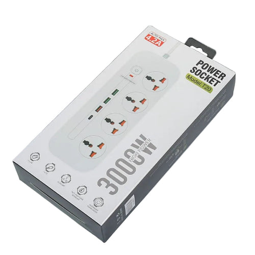 T20-3M / Power Socket- 4 AC AUTO MAX 4.2A 3000W/ cable 3m