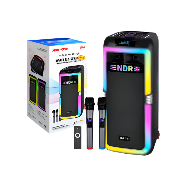 NDR portable speaker with packaging on a white background