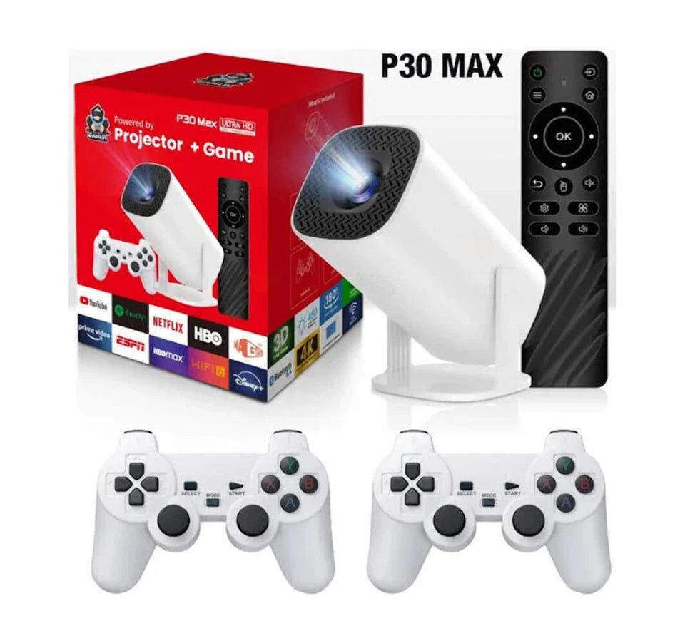 Taxman Technologies Max Gaming Projector 2, Wireless Controllers 30000 Games, Smart Android Built