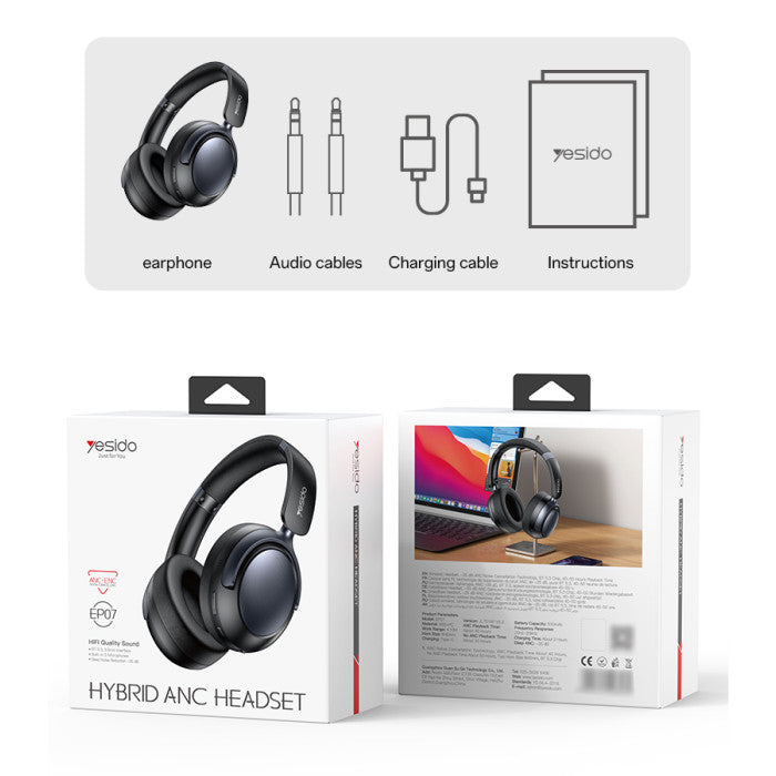 Yesido Ultra-light Structure Headset, Bluetooth, Black