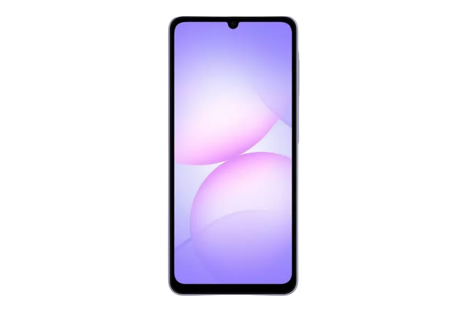 Smartphone with a gradient purple and pink back on a white background
