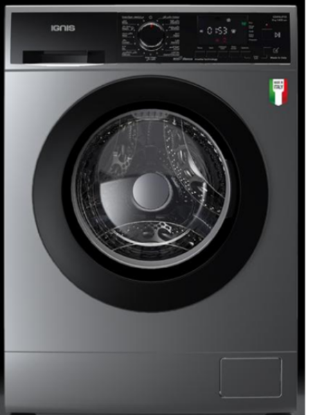 Ignis Front Load Washing Machine Inverter Motor A+++, 11KG, 1400Rpm, Grey