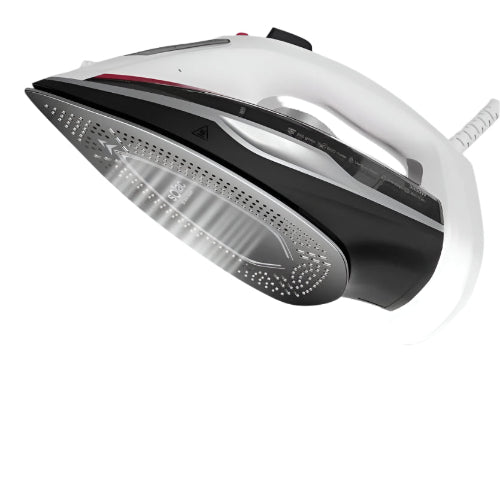 White and black iron on a gray background