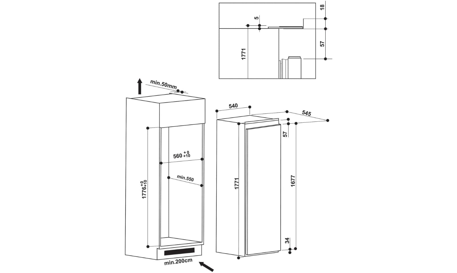 WHIRLPOOL Built in Fully Integrated Refrigerator A+, 314Lit, 60cm, White