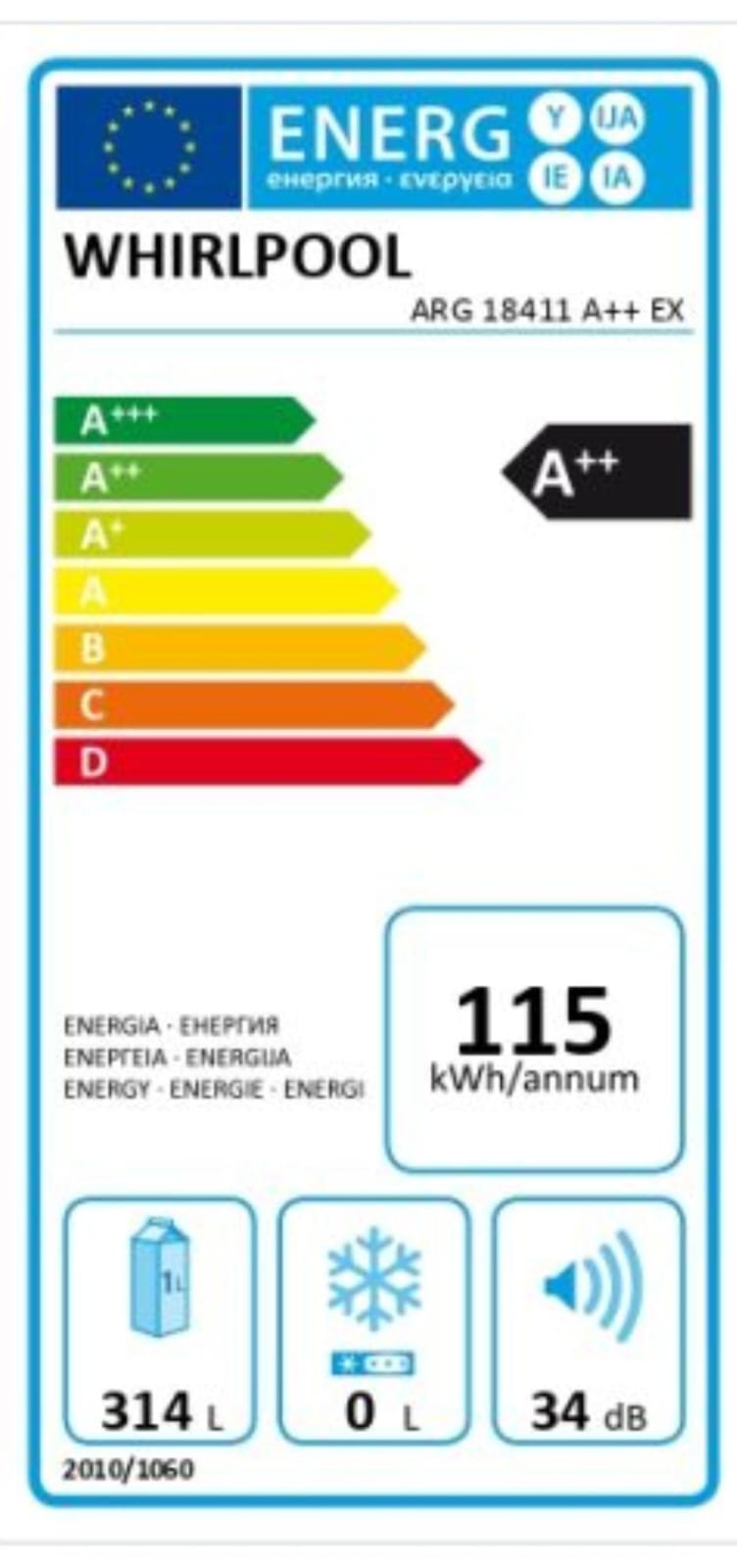 WHIRLPOOL Built in Fully Integrated Refrigerator A+, 314Lit, 60cm, White