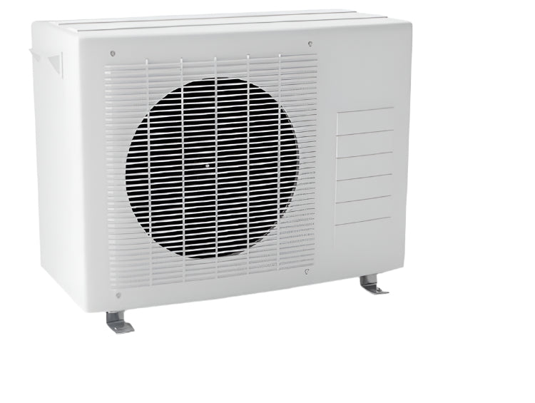 White air conditioning unit on a white background