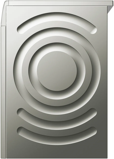 Metallic decorative panel with concentric circular design on a white background
