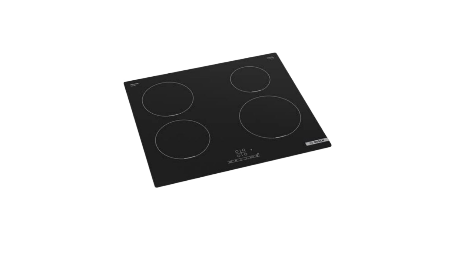 Black induction cooktop on a white kitchen counter