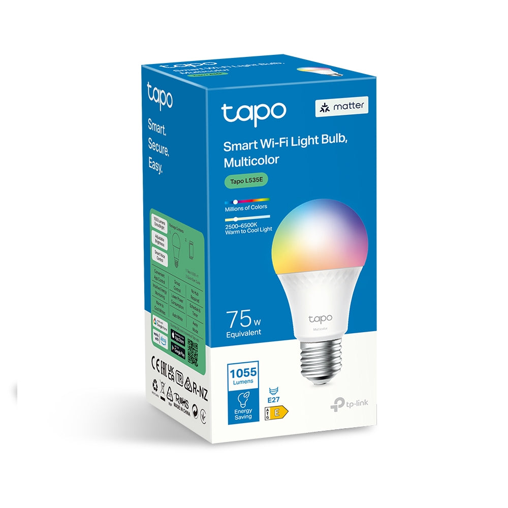 Tapo L535E Smart WiFi Light Bulb, 1055 lumens,75 watt, Multicolor