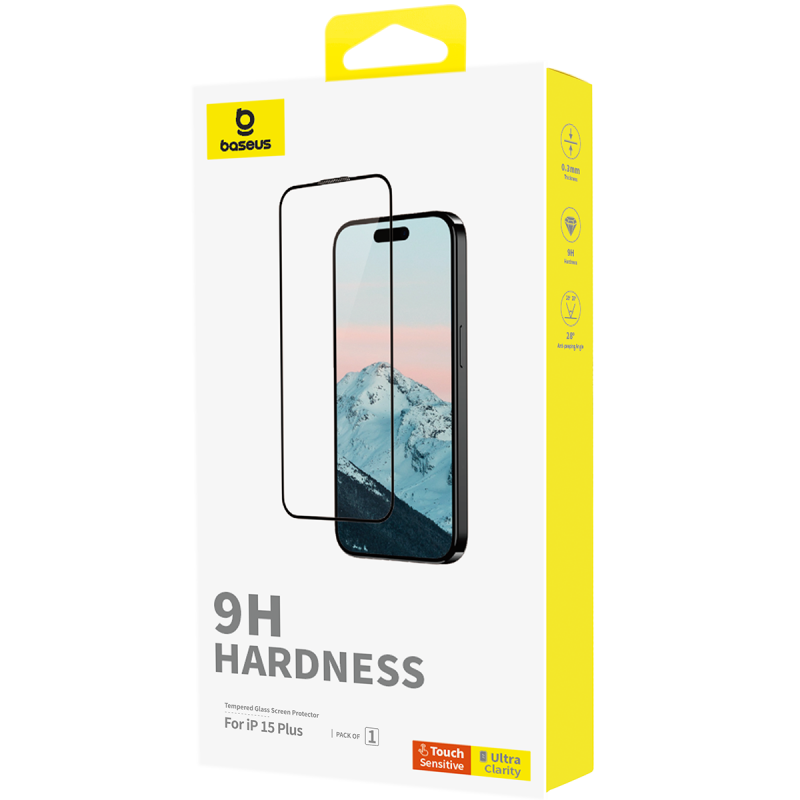 Baseus Diamond Series Full-Coverage HD Tempered Glass Screen Protector for Ip 15 Plus