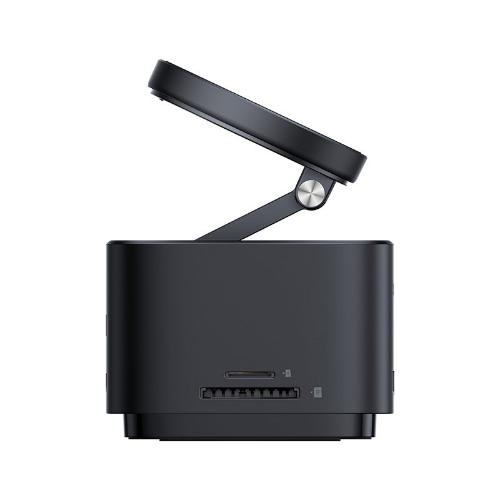 موزع منافذ Baseus Mag Pro Series II 7-in-1 HUB مع شحن لاسلكي مغناطيسي، بقوة 15 واط، باللون الأسود الكوني