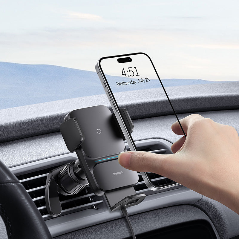 شاحن لاسلكي للسيارة من بيسيوس, بقوة 15 واط, اللون الأسود