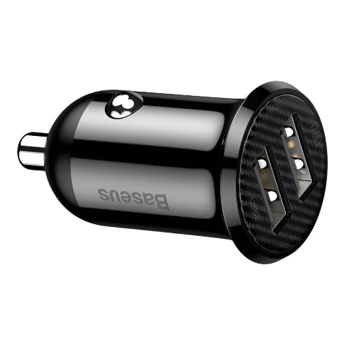 Baseus Grain Pro Car Charger, Dual USB 4.8A, Black