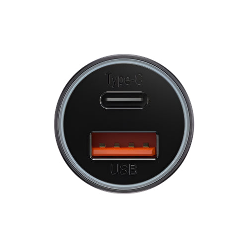 Baseus Dual Fast Charger Car Charger, U & C, 60Watts, Dark Gray