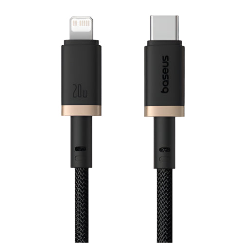 Baseus charging cable with Lightning and USB-C connectors on a white background