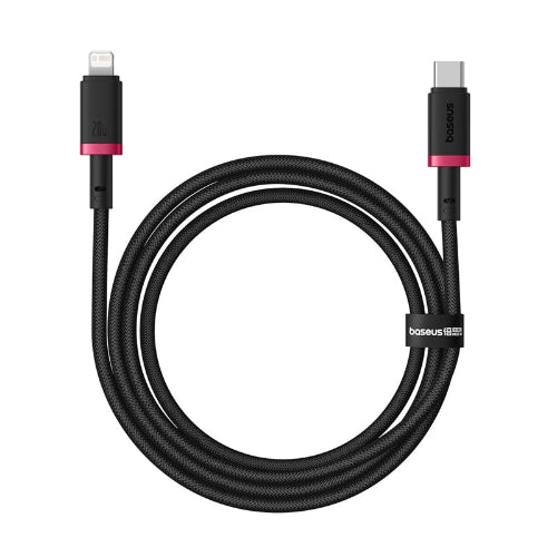 Black multi-device cable with USB-C, Lightning, and micro-USB connectors on a white background.