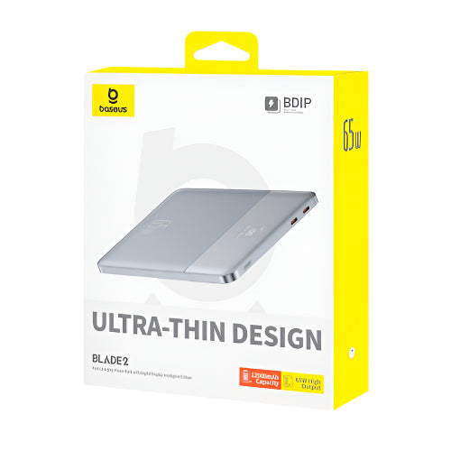 Baseus Blade2 Fast Charging Power Bank, Digital Display Intelligent Edition1, 65Watts, 12000Mah, Horizon Silver