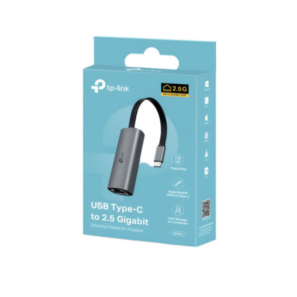 TP-Link USB Type-C to 2.5 Gigabit Ethernet Network Adapter packaging on a white background