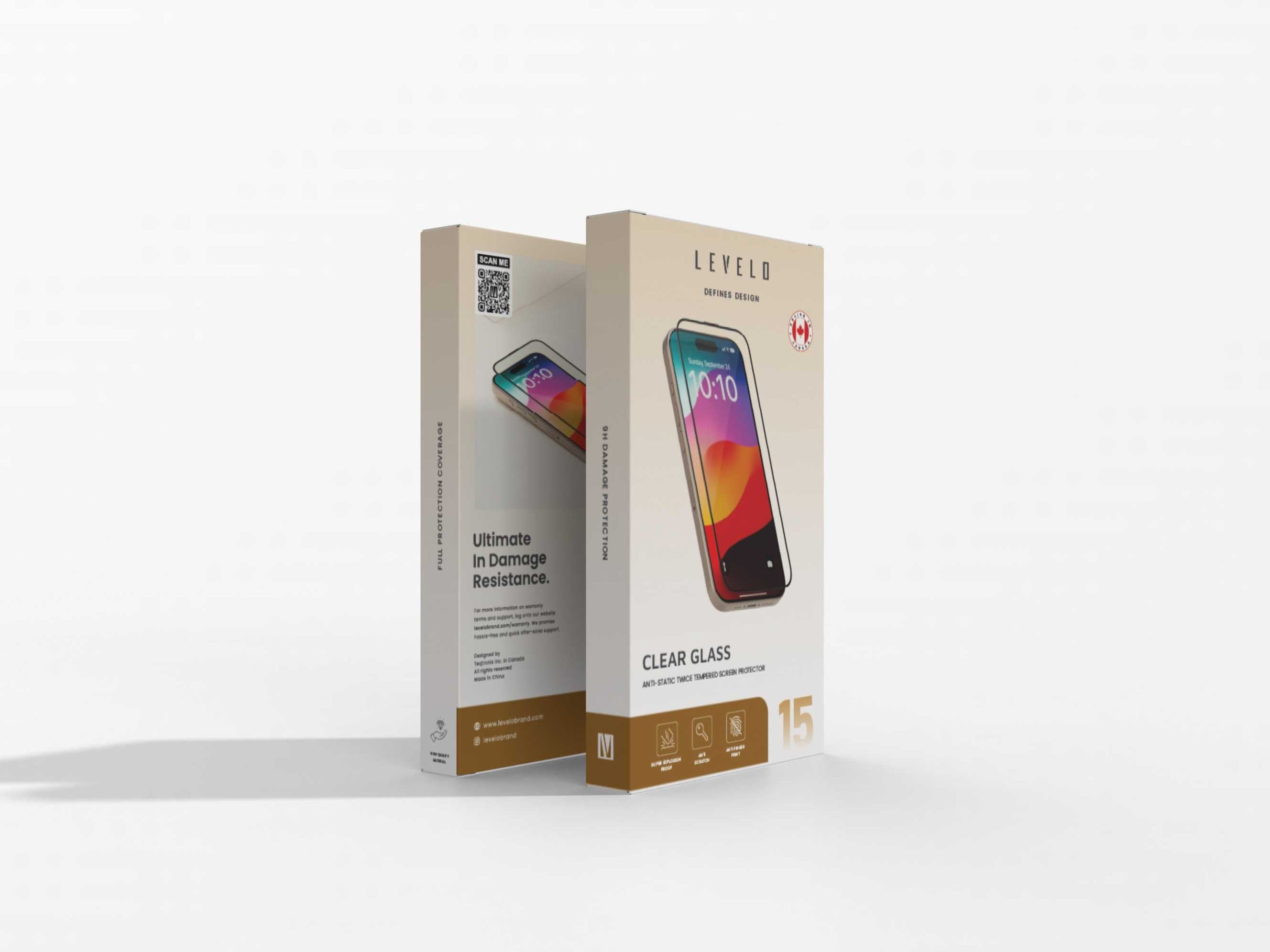LVLAST15BK/Levelo Full Screen Twice Tempered Glass For iPhone 15 - 7694015092186 Case & Bags / CLEAR / Twice Tempered Glass For iPhone 15