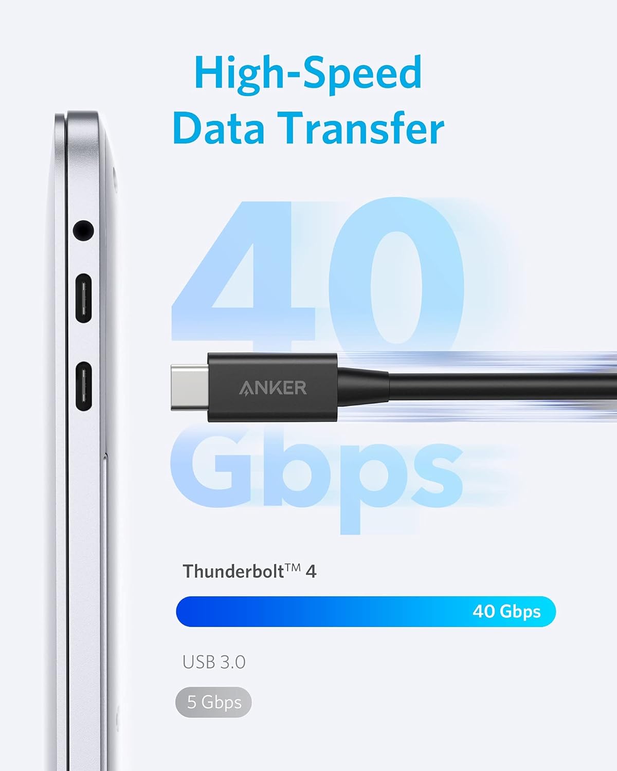 كابل شاحن سريع Anker USB-C إلى USB-C، بطول 1.2 متر، بقوة 240 واط، باللون الأسود