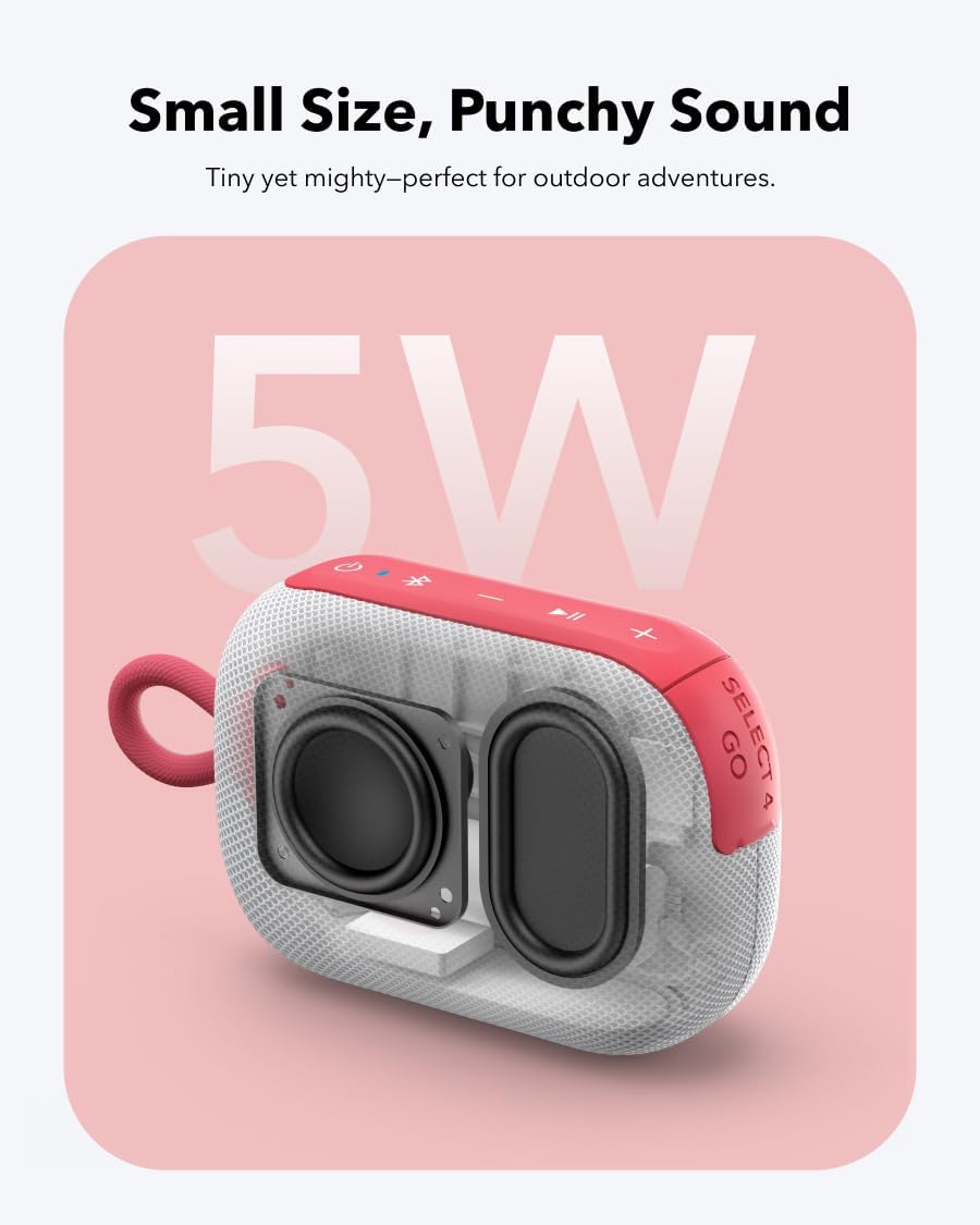 مكبر صوت Anker Sound Core Select 4 Go بتغليف بلاستيكي، باللون الأبيض والأحمر