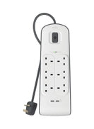 Belkin Charging Plug Surge 6Ot 650J 2M 2 Usb-2.4A Shared White