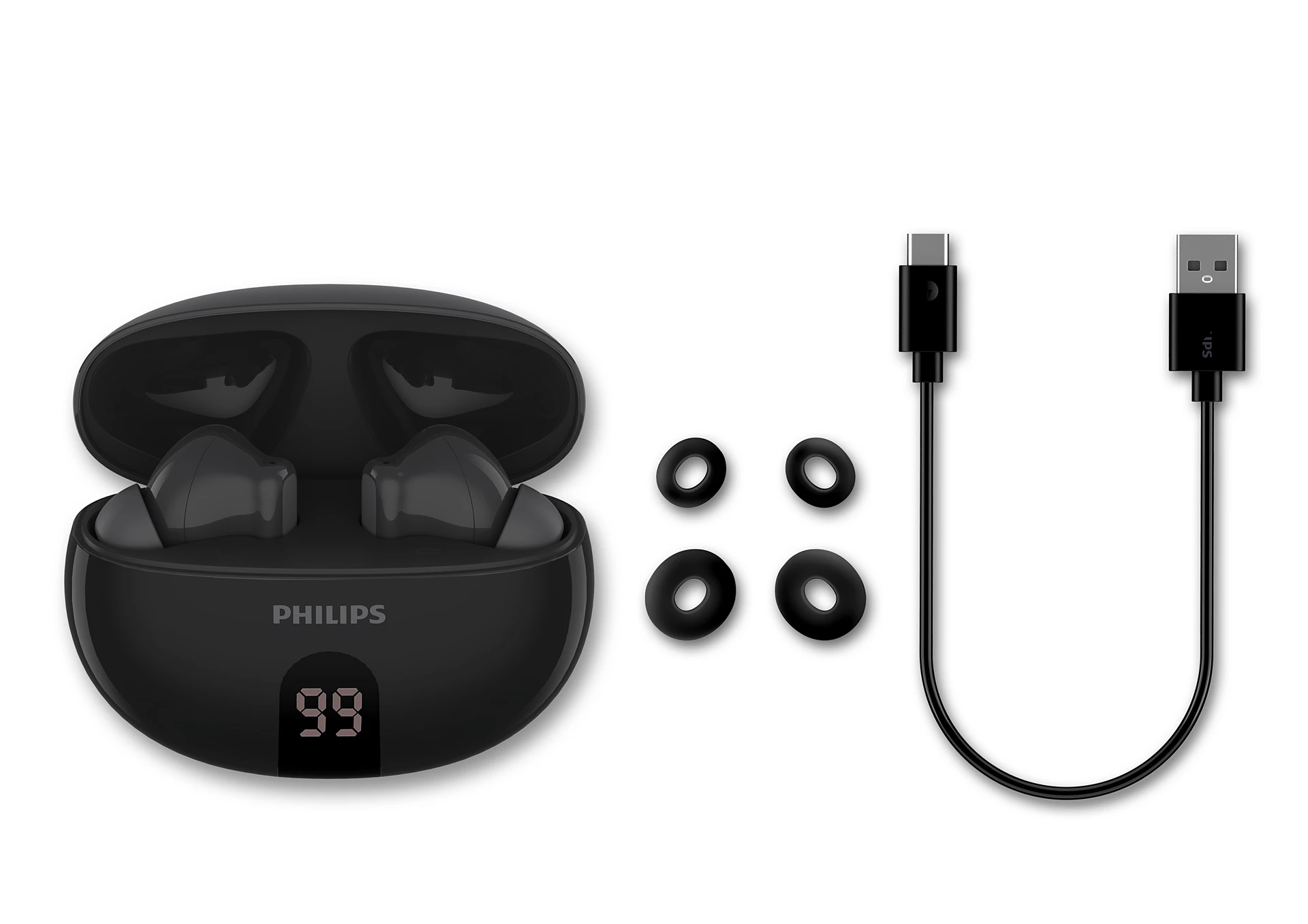Philips Earphone TWS Hybrid ANC, App Control, Series 3000, Black
