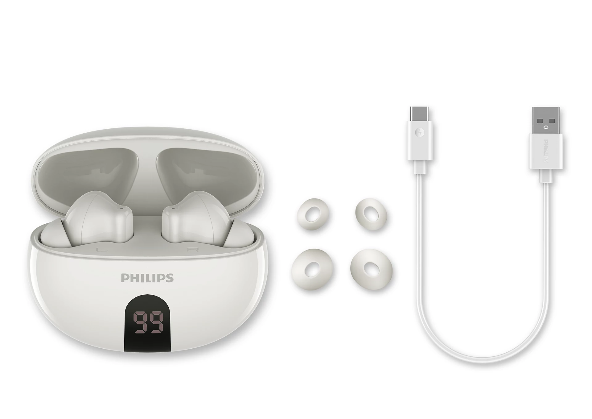 Philips Earphone TWS Hybrid ANC, App Control, Series 3000, White