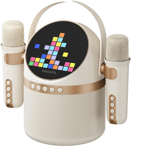 Philips Karaoke 2 Handy, Microphones Wireless Speaker, White
