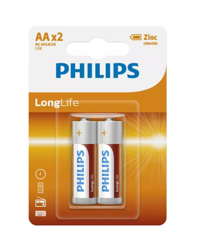 Philips Battery Extra Zinc Chloride AA 2-Blister