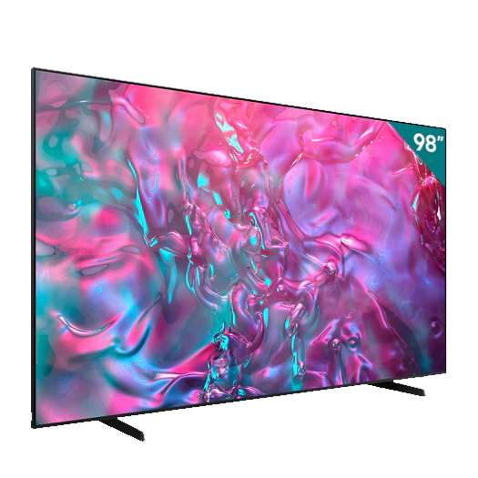 98-inch TV with a colorful abstract design on the screen
