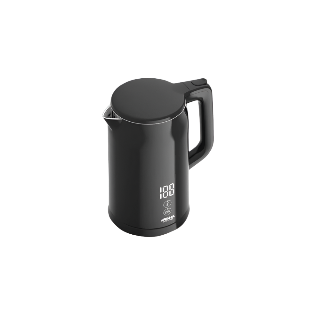 Arshia Digital Kettle, 1.7Lit, 2200Watts, One Touch Operation, Black