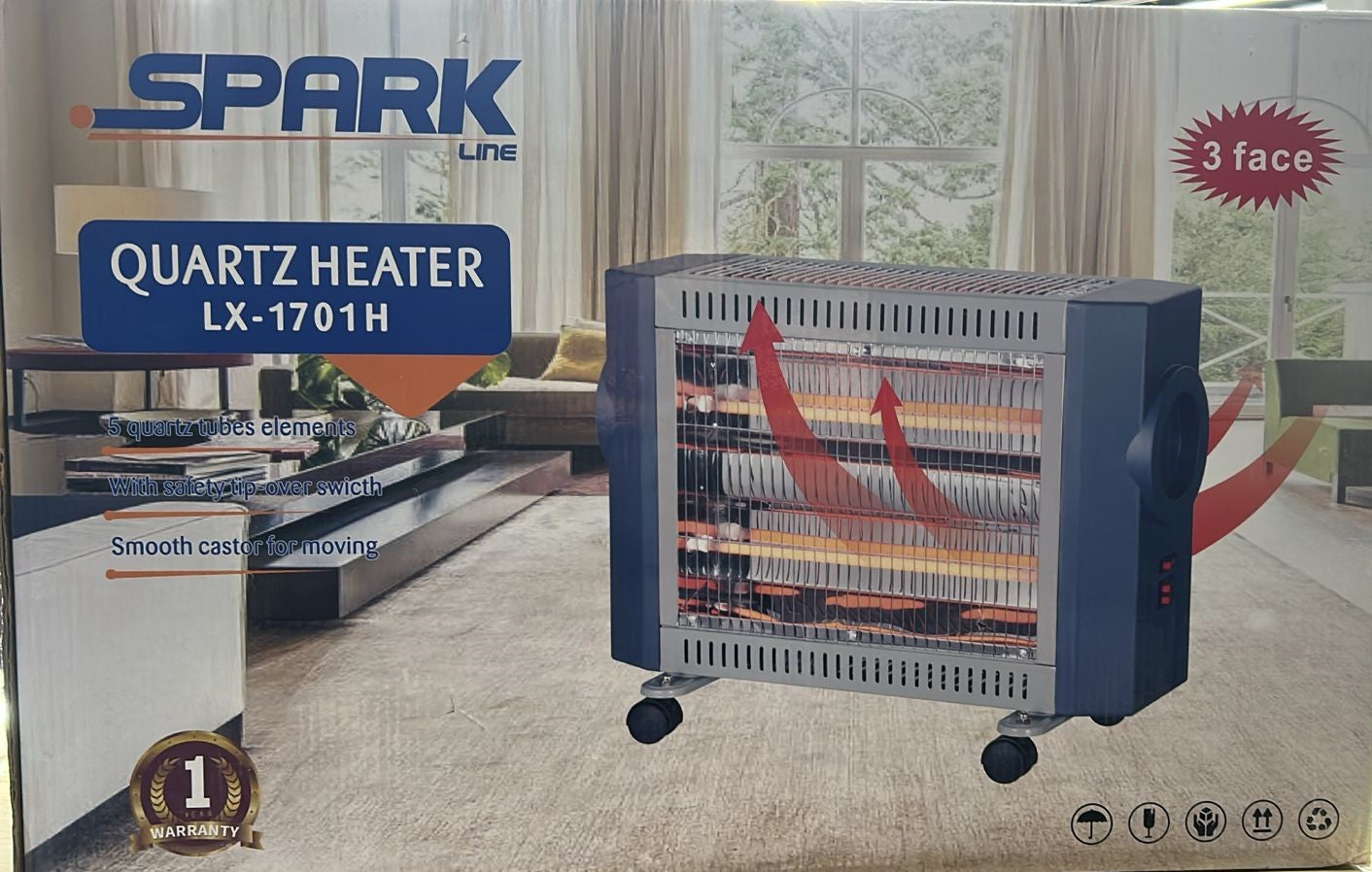 Spark Electric heating 3Faces, 2000Watts, Grey