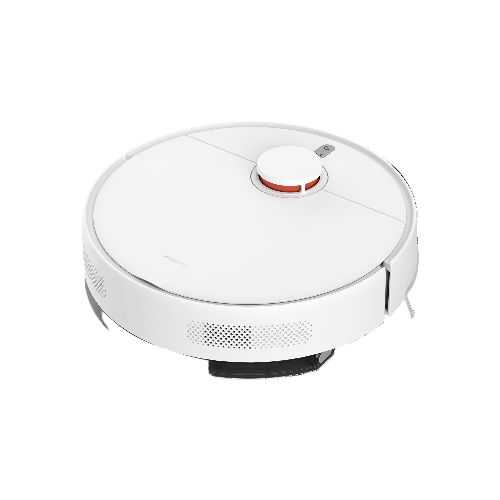 White robot vacuum cleaner on a white background