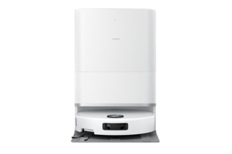 White robot vacuum cleaner on a white background