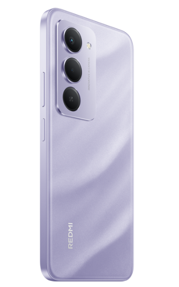 Purple smartphone with 'Redmi' branding on a white background
