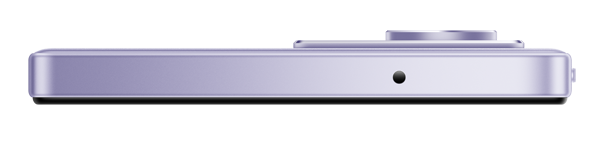 Side view of a smartphone with a purple finish on a white background