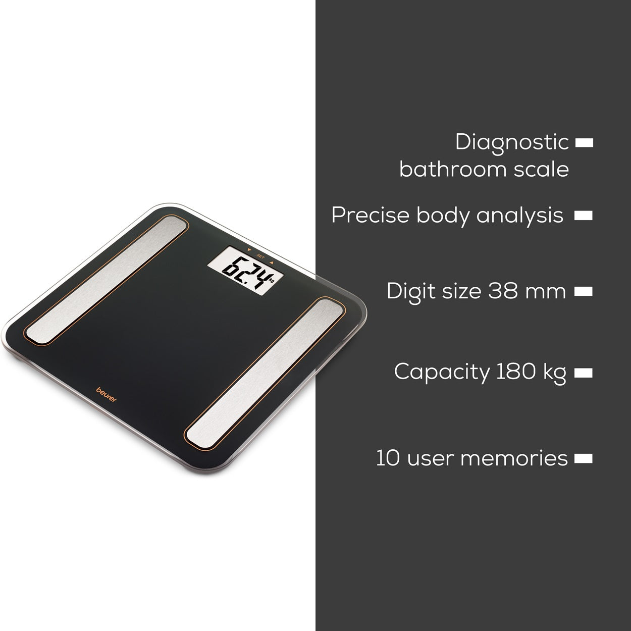Beurer Bathroom Scale Diagnostic, Black