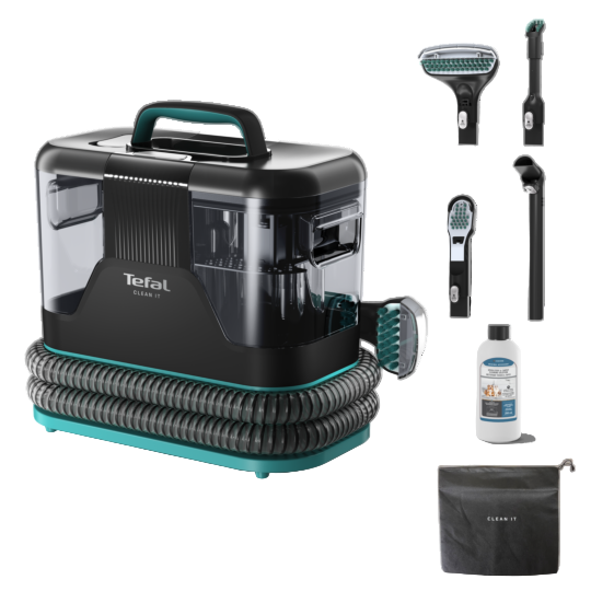 Tefal Clean IT, Spot Cleaner, Multi Cleaning Portable Carpet Cleaner, Pet Mess, 2.3Lit, 750Watts, Green / Black