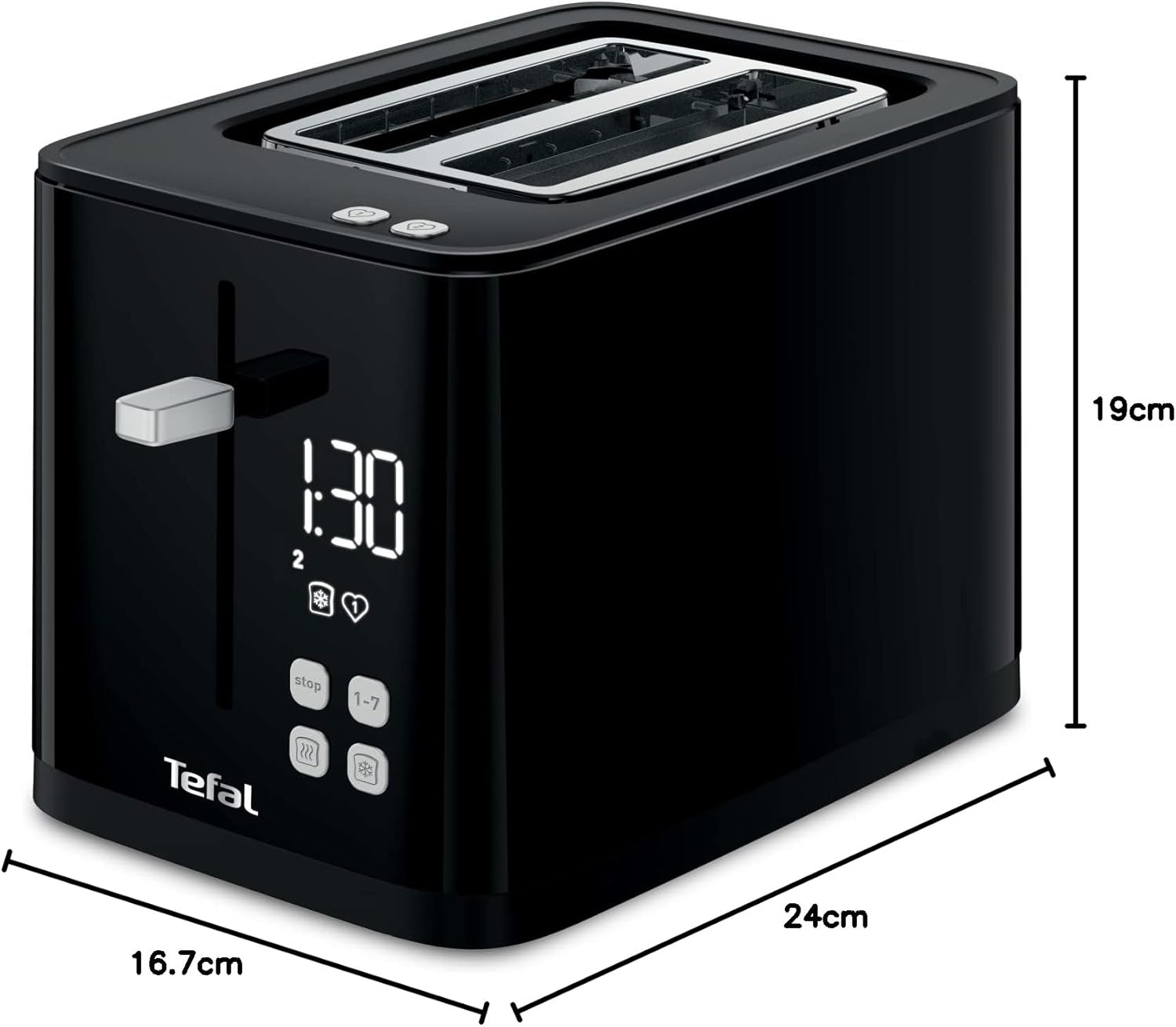 Tefal Toaster Seamless Digital Screen, Seven Browning levels, 2Slots Toaster, Black