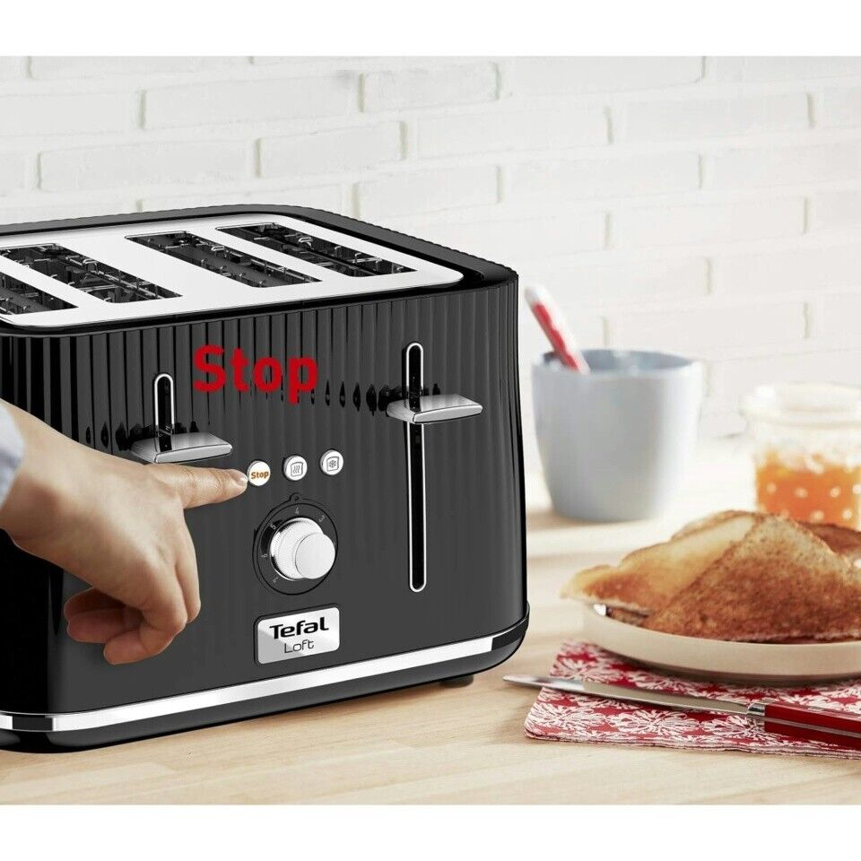 Tefal Loft Toaster, 4Slots, Modern Design, Black