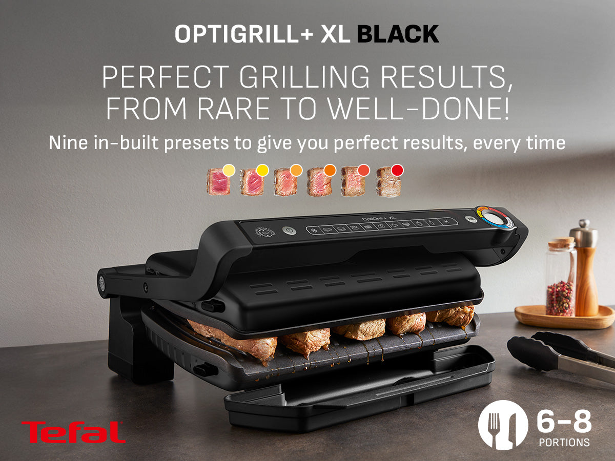 Tefal Opti Grill + XL Intelligent Health Grill, 2000Watts, Black