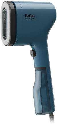 Blue Tefal hair dryer on a white background