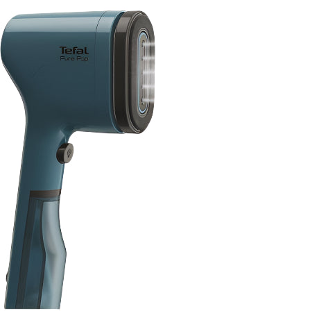 Blue Tefal hair dryer on a white background