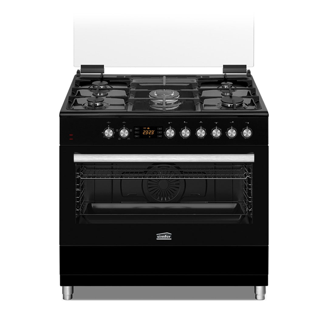 F-9080 BL / Simfer Gas Cookers 90 cm full option /BLACK/ Full Safety / fan 90 cm full