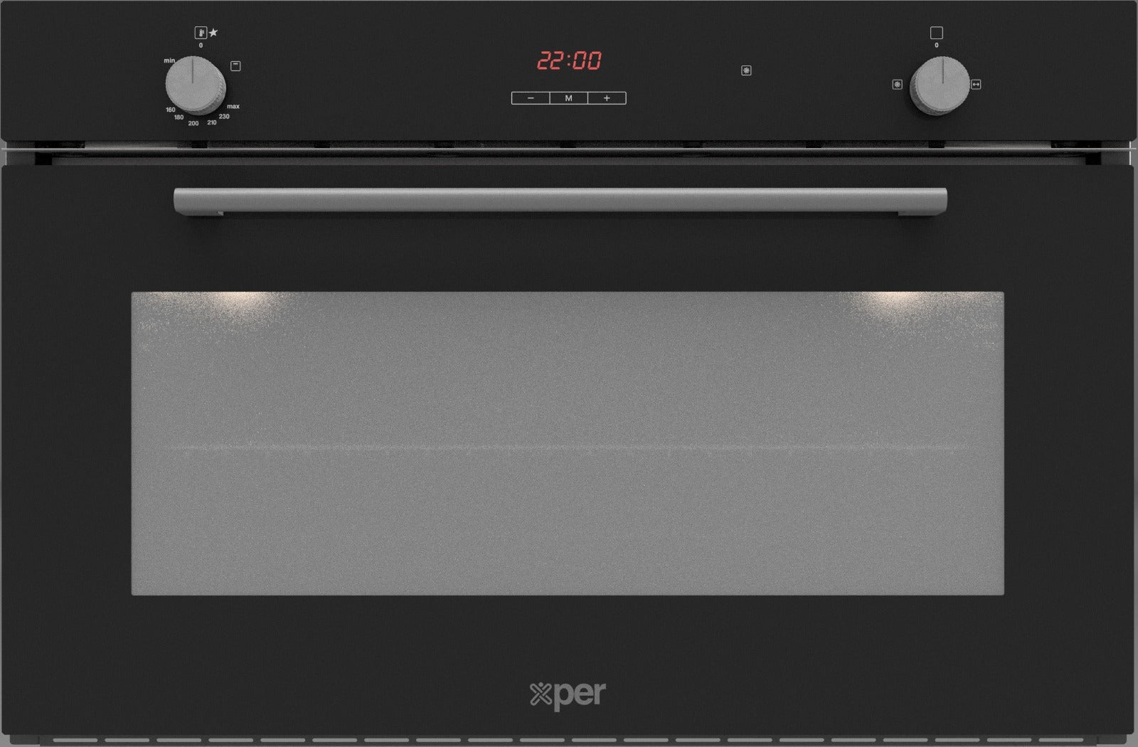 X-PER Built in Gas Oven, Digital Double Fan, 90Cm, Black