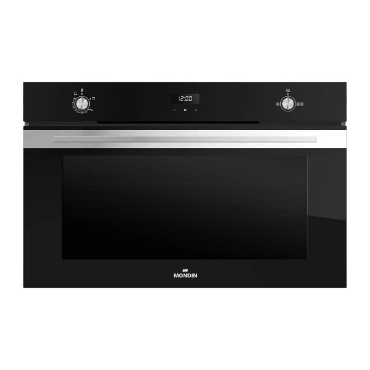 Mondin Built in Gas Oven, 90Cm, Digital Double Fan, Black
